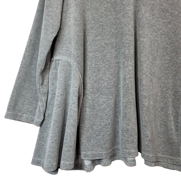 Suzanne Betro Womens Pullover Top Gray Large V Neck Soft Flare Hem Long Sleeve - Picture 3 of 6